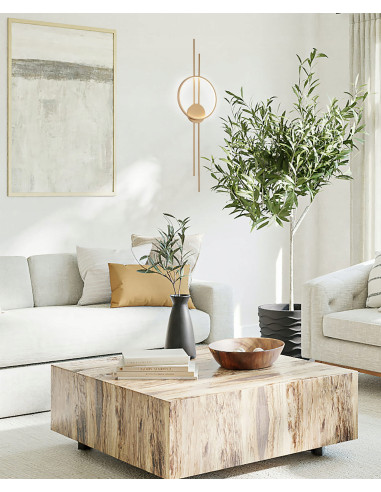 Kinkiet LED Exton w złotej obręczy - nowoczesne oświetlenie do eleganckich wnętrz