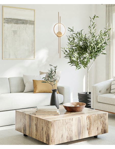 Kinkiet LED Exton w złotej obręczy - nowoczesne oświetlenie do eleganckich wnętrz