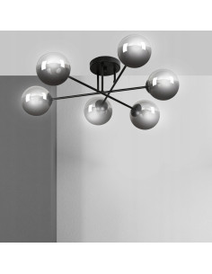 Elegancki żyrandol BRENDI w kształcie gwiazdy z sześcioma szklanymi kloszami, idealny do nowoczesnych wnętrz