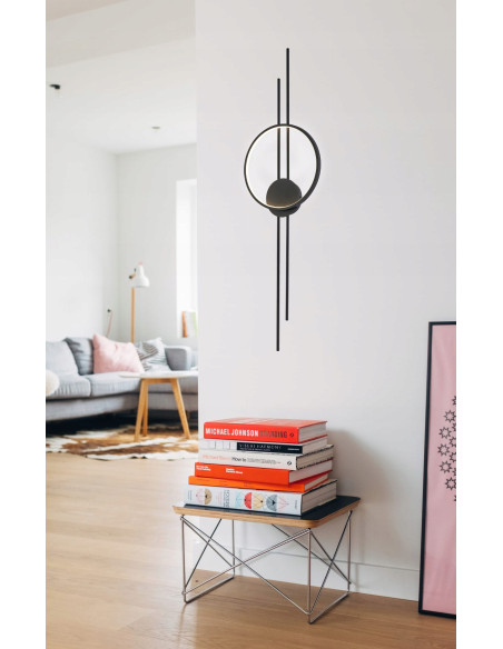 Kinkiet EXTON LED w nowoczesnym stylu, czarny, 100 cm, energooszczędny z regulacją barwy światła, idealny do salonu.