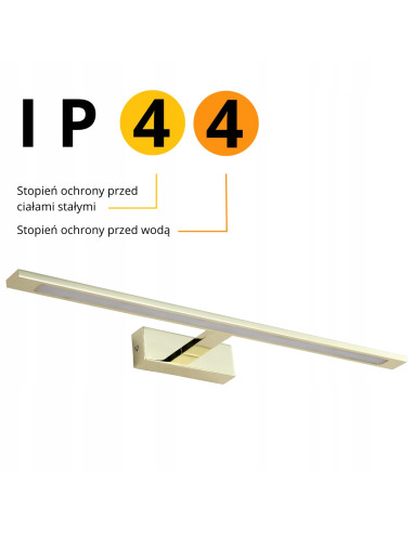 Nowoczesny kinkiet LED Isla złoty z regulacją barwy światła CCT, IP44 - idealny do łazienki, elegancki i funkcjonalny.