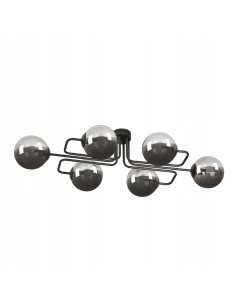 Elegancki plafon BRENDI z czarnymi, przydymionymi kloszami – 6-punktowe oświetlenie w klasycznym stylu. 2