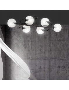 Nowoczesny żyrandol BRENDI z przezroczystymi kulami, 6-punktowe oświetlenie E14 do gabinetu i salonu