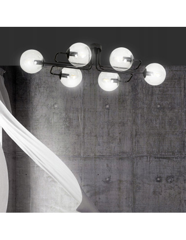 Nowoczesny żyrandol BRENDI z przezroczystymi kulami, 6-punktowe oświetlenie E14 do gabinetu i salonu