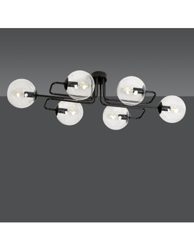 Nowoczesny żyrandol BRENDI z przezroczystymi kulami, 6-punktowe oświetlenie E14 do gabinetu i salonu