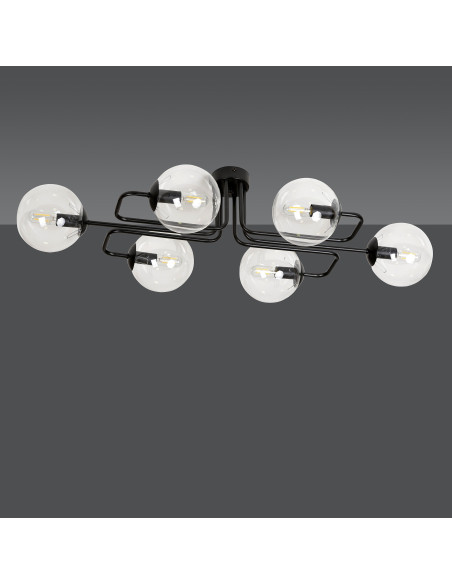 Nowoczesny żyrandol BRENDI z przezroczystymi kulami, 6-punktowe oświetlenie E14 do gabinetu i salonu