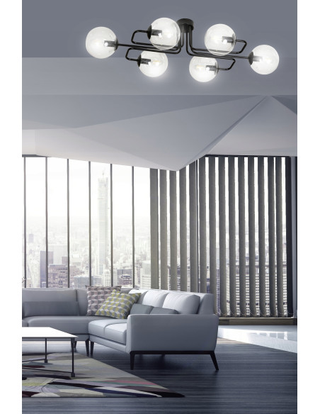 Nowoczesny żyrandol BRENDI z przezroczystymi kulami, 6-punktowe oświetlenie E14 do gabinetu i salonu
