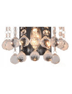 Lampa ścienna LONDON CRYSTAL z kryształkami, czarna metalowa, nowoczesna, E14, 40W – elegancja do sypialni i salonu. 2