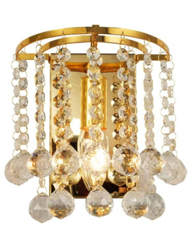 Luksusowy kinkiet LONDON CRYSTAL w złotym wykończeniu - eleganckie oświetlenie do salonu, sypialni i korytarza