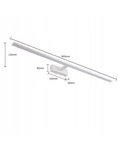 Kinkiet Isla XXL LED 32W - Biały metal, odporny na wilgoć, neutralne światło 4000K do łazienki.