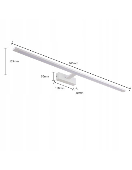 Kinkiet Isla XXL LED 32W - Biały metal, odporny na wilgoć, neutralne światło 4000K do łazienki.