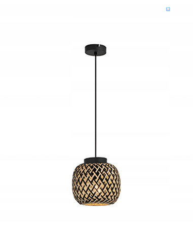 Lampa podłogowa ELAINE z bambusowym kloszem, czarna, nowoczesny design do salonu, sypialni i jadalni