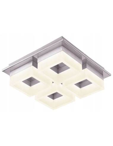 Nowoczesna lampa sufitowa LED Rita 34 cm w eleganckim chromie, 4-punktowy plafon do biura i korytarza