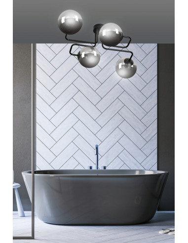 Plafon BRENDI z czterema punktami światła, minimalistyczny design, idealny do sypialni i salonu.