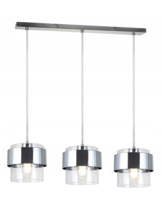 Lampa wisząca Quan z chromowanym pierścieniem E27, 120 cm, elegancka i nowoczesna, 3 źródła światła, idealna do każdego wnętrza