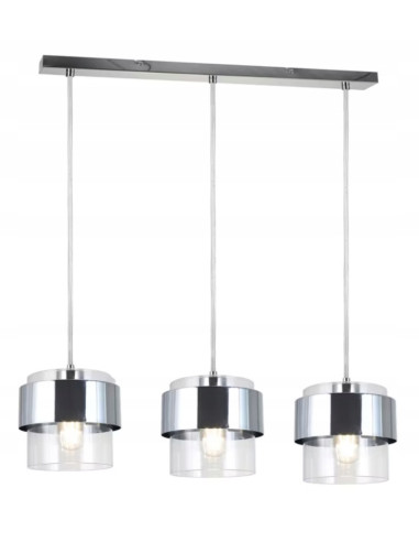 Lampa wisząca Quan z chromowanym pierścieniem E27, 120 cm, elegancka i nowoczesna, 3 źródła światła, idealna do każdego wnętrza