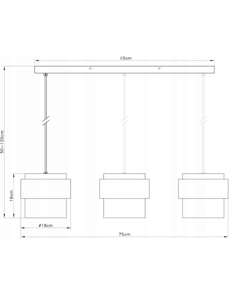 Lampa wisząca Quan z chromowanym pierścieniem E27, 120 cm, elegancka i nowoczesna, 3 źródła światła, idealna do każdego wnętrza