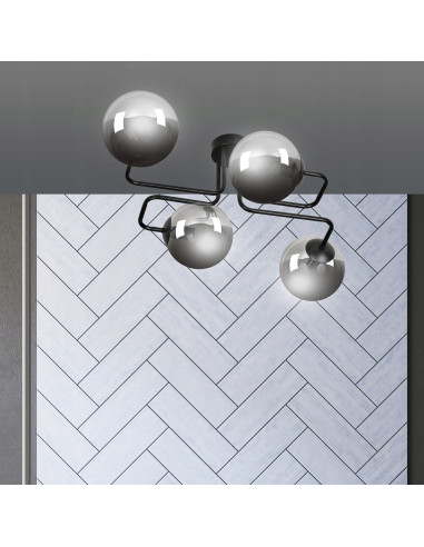 Plafon BRENDI z czterema punktami światła, minimalistyczny design, idealny do sypialni i salonu.