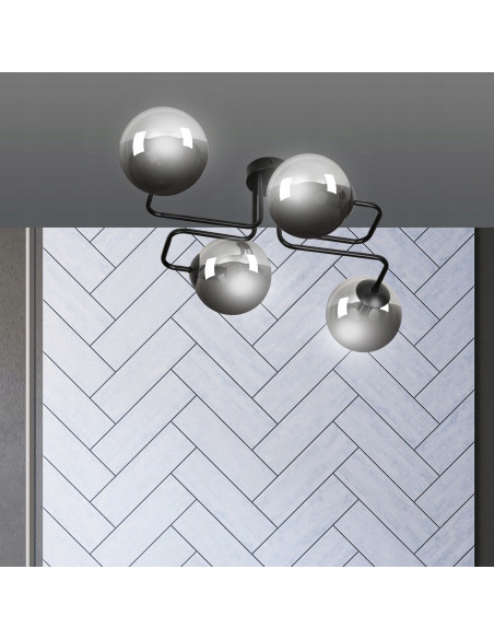 Plafon BRENDI z czterema punktami światła, minimalistyczny design, idealny do sypialni i salonu.