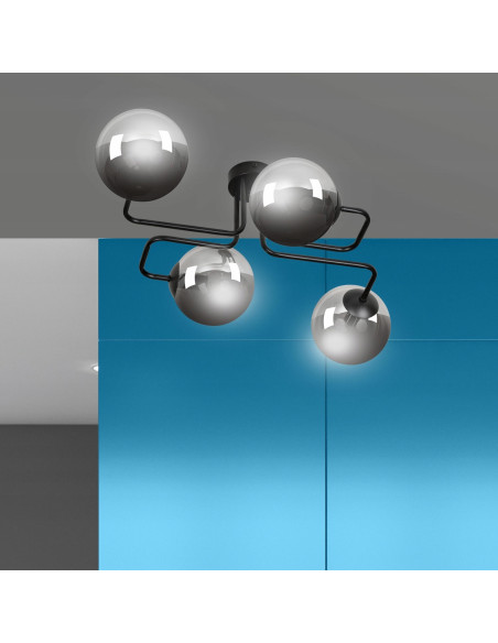 Plafon BRENDI z czterema punktami światła, minimalistyczny design, idealny do sypialni i salonu.