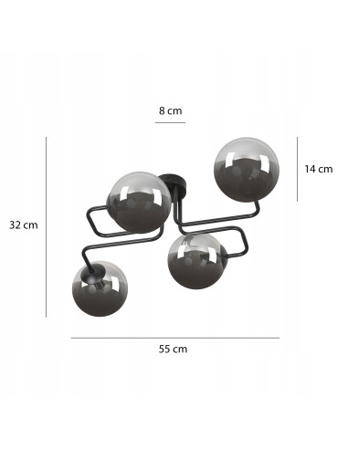 Plafon BRENDI z czterema punktami światła, minimalistyczny design, idealny do sypialni i salonu.