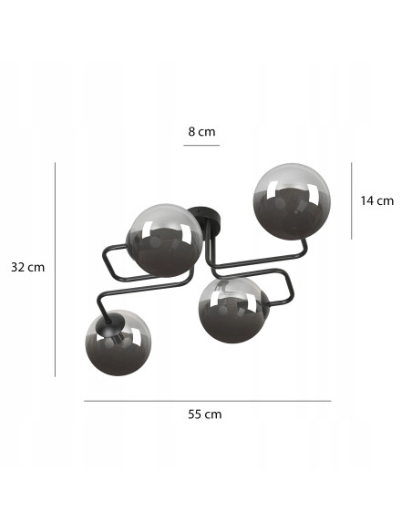 Plafon BRENDI z czterema punktami światła, minimalistyczny design, idealny do sypialni i salonu.