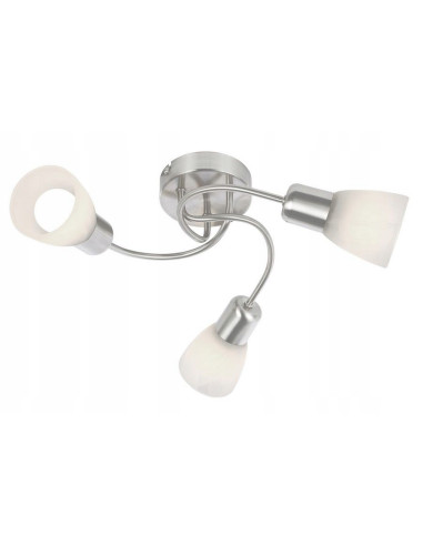 Plafon sufitowy Gordon z trzema kloszami w eleganckiej satynie do nowoczesnych wnętrz i kuchni