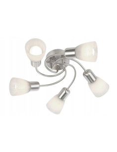 Lampa sufitowa Gordon w satynie z kwiatowymi klosikami, elegancka plafonowa 5-punktowa do korytarza i schodów