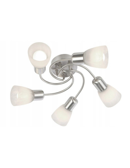 Lampa sufitowa Gordon w satynie z kwiatowymi klosikami, elegancka plafonowa 5-punktowa do korytarza i schodów