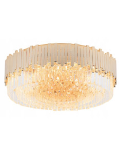 Plafon Trend z Kryształowym Wykończeniem, Okrągły, Złote Akcenty, Luksusowe Oświetlenie do Salonów i Sypialni
