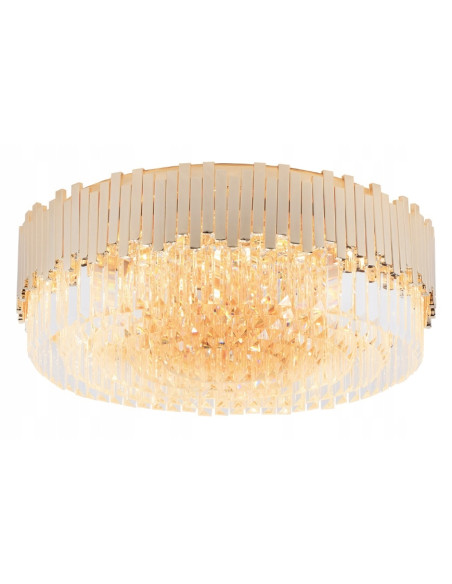 Plafon Trend z Kryształowym Wykończeniem, Okrągły, Złote Akcenty, Luksusowe Oświetlenie do Salonów i Sypialni