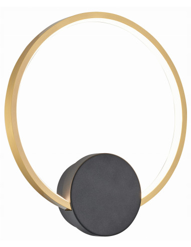 Kinkiet Condida LED w złotej obręczy z czarnym mocowaniem, minimalistyczne oświetlenie 3000K-4000K do nowoczesnych wnętrz