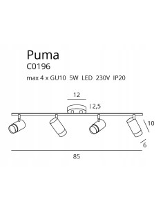 Nowoczesny plafon Maxlight Puma z reflektorami, czarny z złotym paskiem, okrągły, 4xGU10 do salonu i biura 2