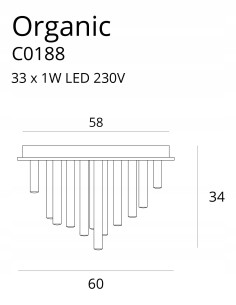 Miedziany plafon LED Organic – Nowoczesne oświetlenie do hotelu, 1980 LM, elegancki design, 34x60 cm, zintegrowane źródło LED 2