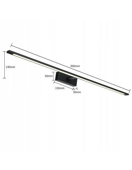 Nowoczesny kinkiet LED Isla - czarny, odporny na wilgoć, zmienna barwa światła, idealny do łazienek i wnętrz.