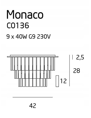 Plafoniera Monaco w Chromie - 9-punktowe Oświetlenie Minimalistyczne do Nowoczesnych Wnętrz