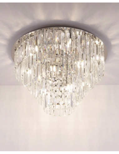 Żyrandol Kryształowy Monaco - Nowoczesna Lampa Wisząca Maxlight z Srebrnym Wykończeniem do Eleganckiej Jadalni