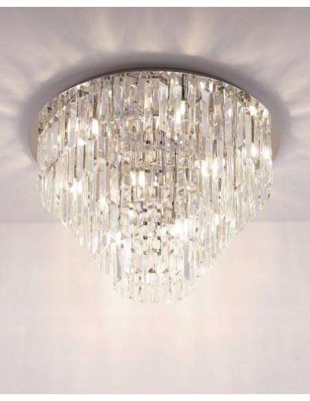 Żyrandol Kryształowy Monaco - Nowoczesna Lampa Wisząca Maxlight z Srebrnym Wykończeniem do Eleganckiej Jadalni