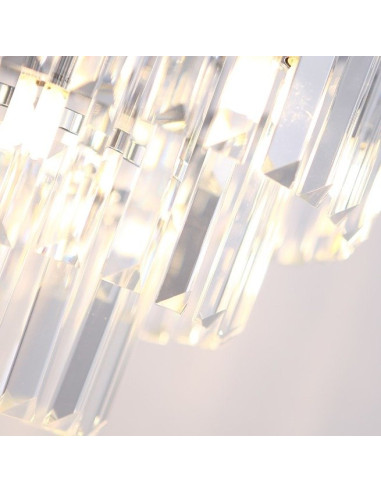 Żyrandol Kryształowy Monaco - Nowoczesna Lampa Wisząca Maxlight z Srebrnym Wykończeniem do Eleganckiej Jadalni