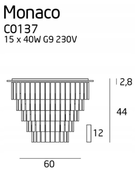 Żyrandol Kryształowy Monaco - Nowoczesna Lampa Wisząca Maxlight z Srebrnym Wykończeniem do Eleganckiej Jadalni