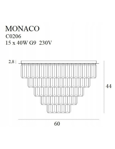 Plafon Kryształowy Monaco - Luksusowe Oświetlenie do Wnętrz w Złotym Wykończeniu