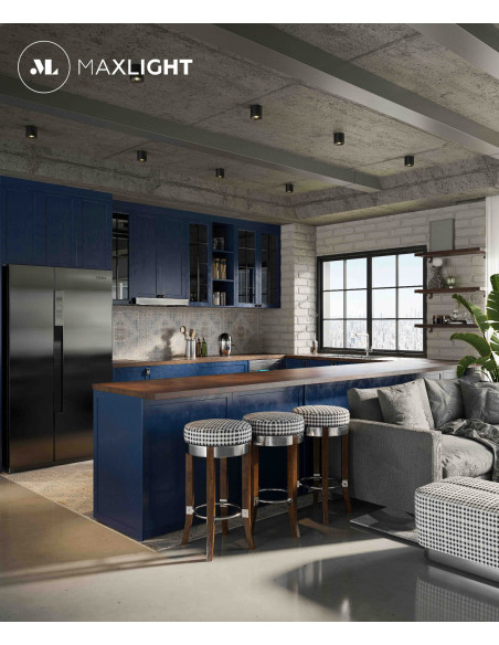 Czarna lampa sufitowa wodoodporna GU10 IP65 Form Maxlight - idealna do łazienki i kuchni