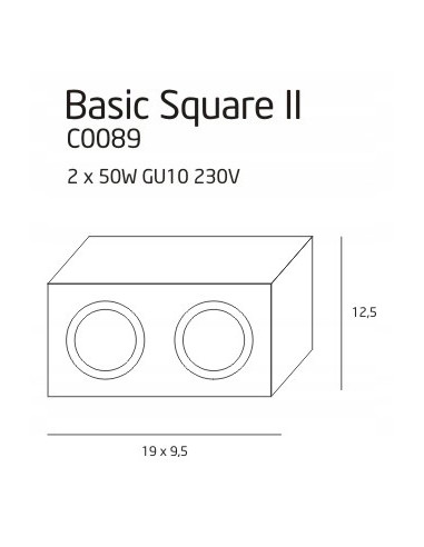 Podwójny natynkowy plafon LED Basic Square II Maxlight – eleganckie oświetlenie białe, regulowane do wnętrz