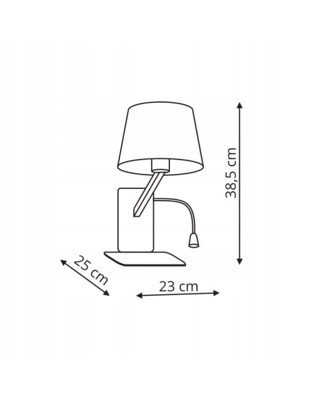 Lampa nocna DAKOTA z metalowym stelażem, lewostronnym reflektorem i portem USB - minimalistyczny styl i funkcjonalność