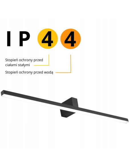 Kinkiet Nevada XXL - czarne nowoczesne oświetlenie LED do łazienki, minimalistyczny design, 3200 lumenów.