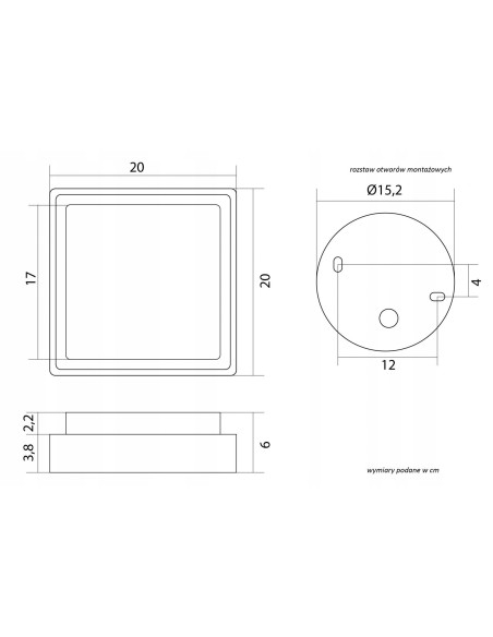 Plafon ogrodowy LED BENI 18W kwadratowy w ciemnym popielu - nowoczesne oświetlenie IP65 od marki SU-MA