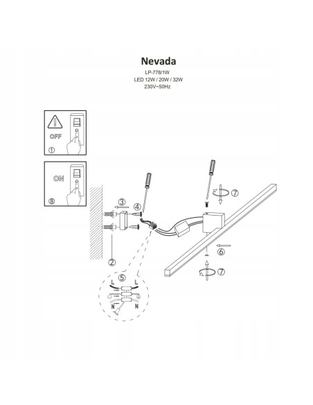 Kinkiet Nevada LED - czarne, minimalistyczne oświetlenie łazienkowe 12W, 1500 lumenów, nowoczesny design.