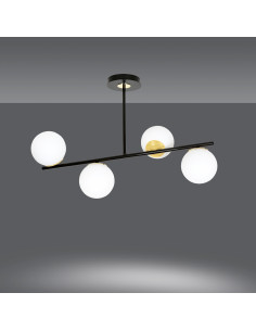 Plafon sufitowy FLOKI E14 czarny/złoty, nowoczesna lampa do jadalni i salonu, 4 źródła światła, 51 cm wysokości