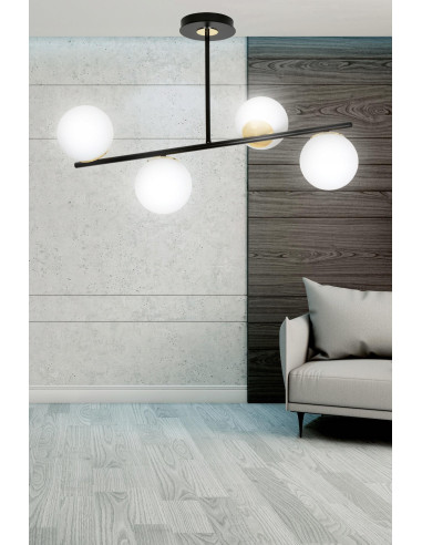 Plafon sufitowy FLOKI E14 czarny/złoty, nowoczesna lampa do jadalni i salonu, 4 źródła światła, 51 cm wysokości
