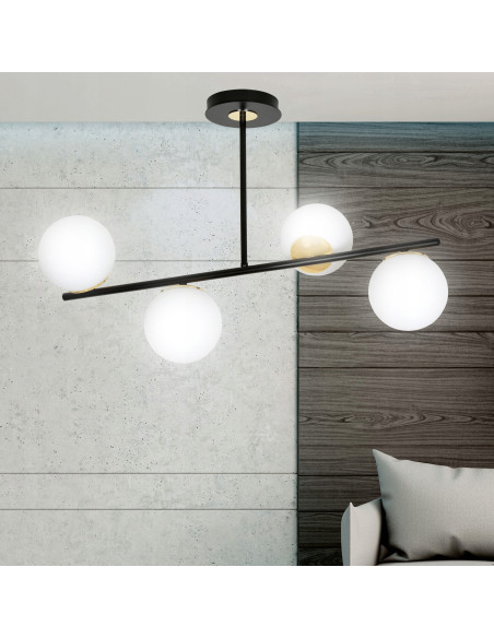 Plafon sufitowy FLOKI E14 czarny/złoty, nowoczesna lampa do jadalni i salonu, 4 źródła światła, 51 cm wysokości